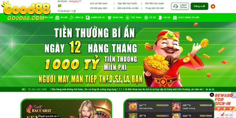 Giới thiệu sảnh game bài Good88