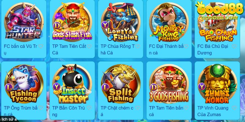 Kho game bắn cá Good88 vô cùng đa dạng