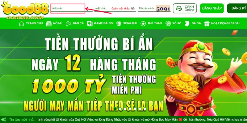 quên tên đăng nhập Good88