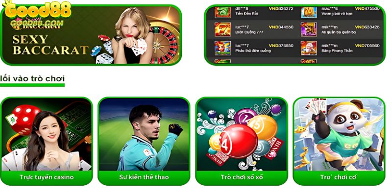 Ưu điểm nổi bật của sảnh casino Good88